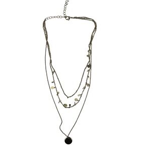 3‎ Layered Disc Pendant Necklace Gold Tone Chain Women Fashion Jewelry